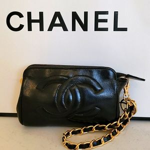 Chanel Lambskin Pouch Keychain Wristlet CC Wallet